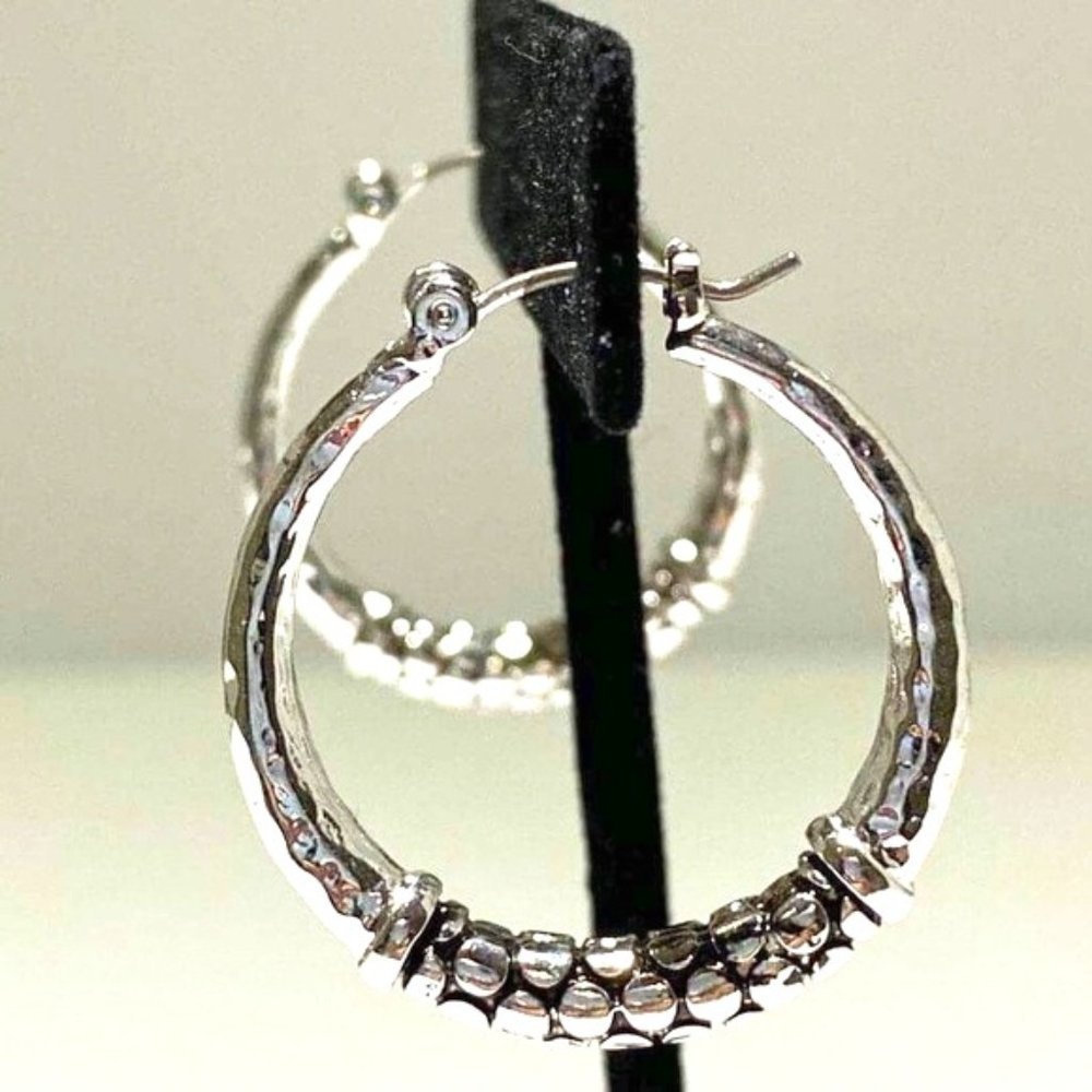 Napier Vintage Silver Tone Beyonce Rihanna Inspired Big Hoop Earrings